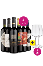 Kit 6 - Seleção de Tintos + Par de Taças de Cristal Grátis - Oferta Absurda