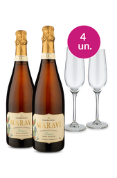 Kit Especial - Espumante Maraví e Par de Taças de Cristal - Oferta Absurda
