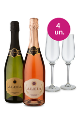 Kit Especial - Espumantes Aleia e Par de Taças de Cristal - Oferta Absurda