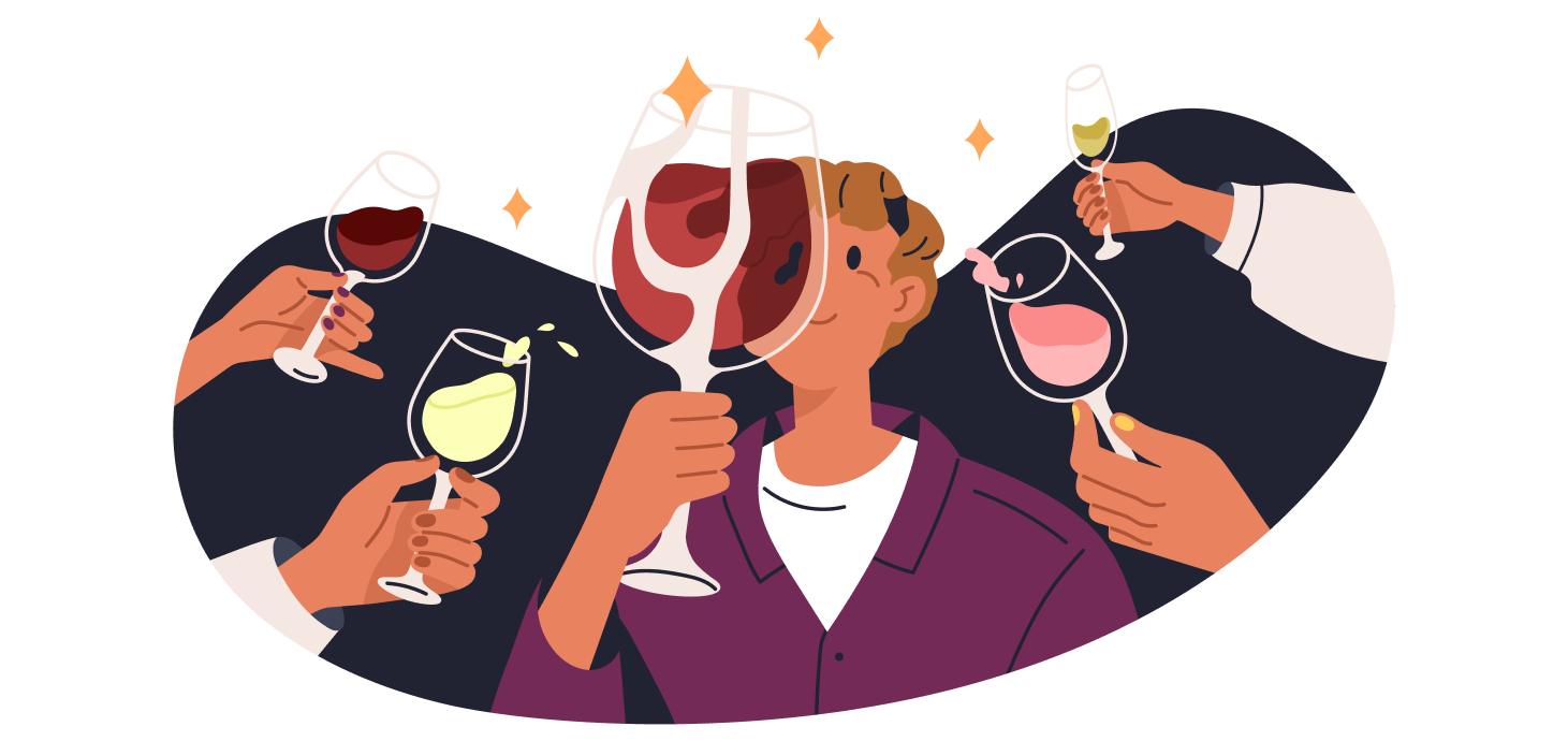 Pessoas brindando com vinhos